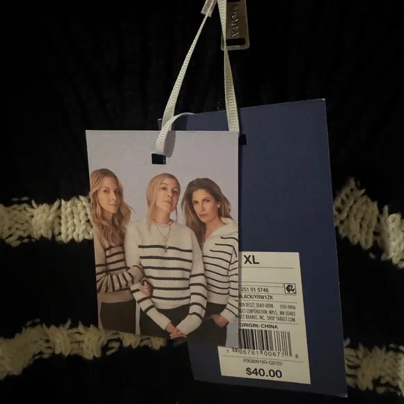 La Ligne x Target Black and White Striped Zip Sweater - Picture 3 of 5